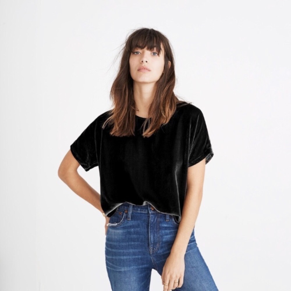 Madewell velvet tulip hem top